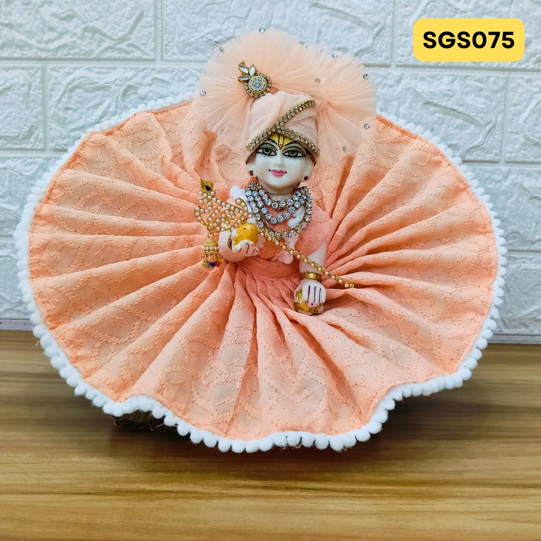 Laddu Gopal Peech chicken pure Cotton Poshak with Pagdi | SGS075