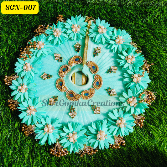 Elegant Floral Sea Green Laddu Gopal Dress with Matching Pagdi | SGN007