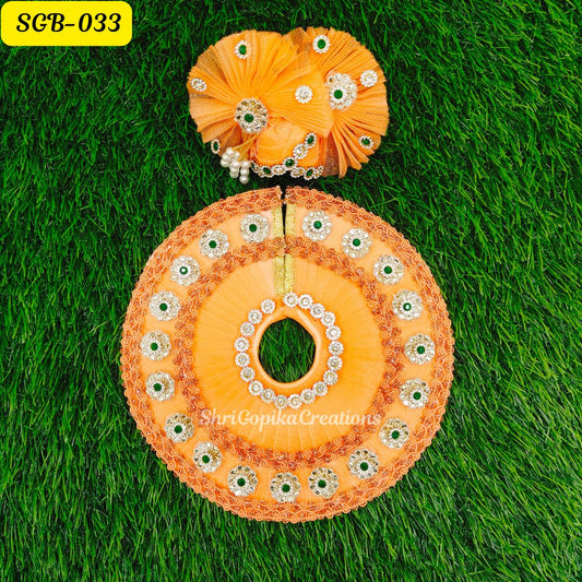 Vibrant Orange Laddu Gopal Dress with Floral Details | SGB033