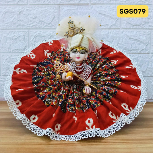 Laddu Gopal Red Cotton Poshak with Pagdi | SGS079