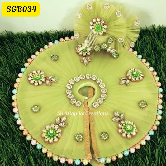 Light Green Laddu Gopal Dress with Beaded Border | SGB034