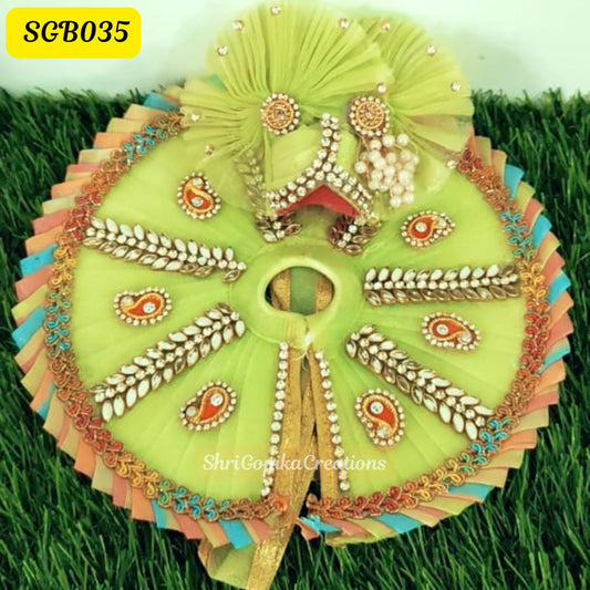 Traditional Green Laddu Gopal Dress with Kundan Stones | SGB035