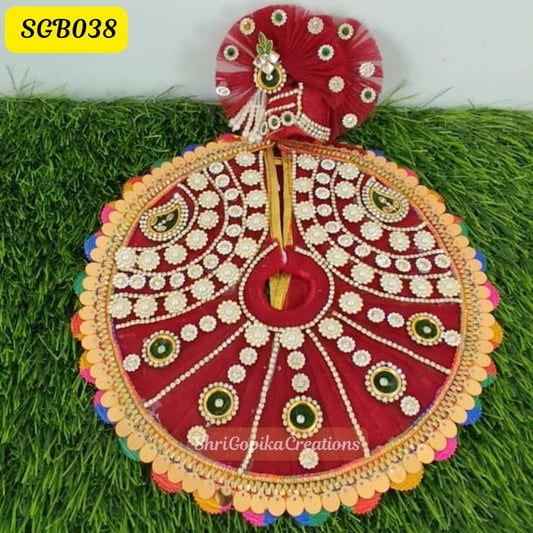 Classic Red and Gold Laddu Gopal Dress with matching pagdi | SGB038