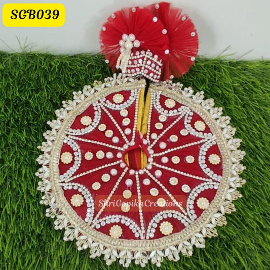 Graceful Red and Silver Laddu Gopal Dress with Pearl Borders | SGB039