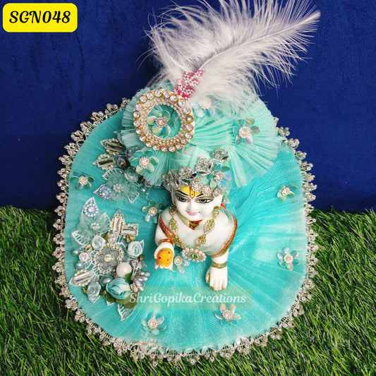 Aqua Green Laddu Gopal Dress with matching pagdi | SGN048