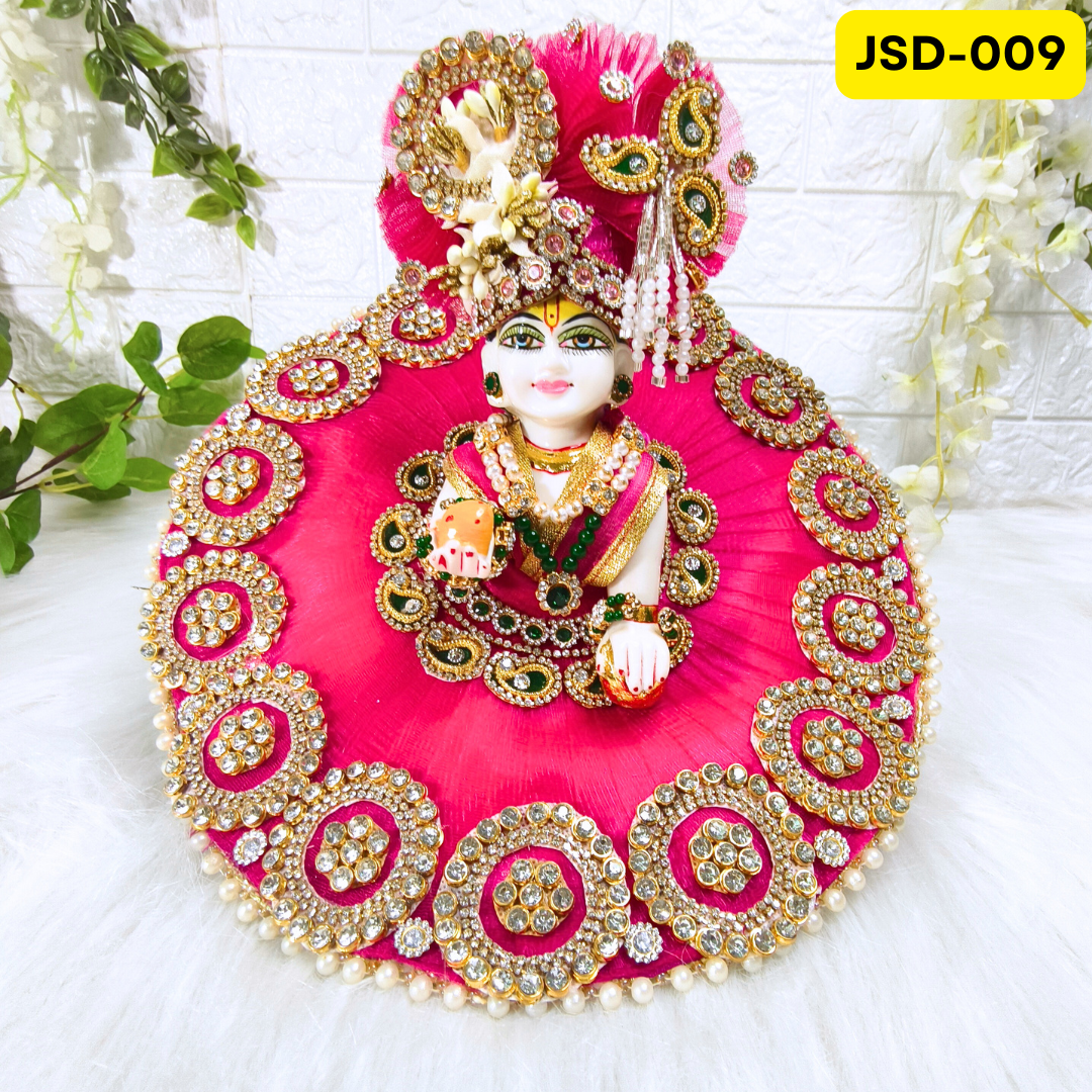 Janmashtami Special Rani Pink Laddu Gopal Heavy Poshak with Matching Pagdi | JSD009