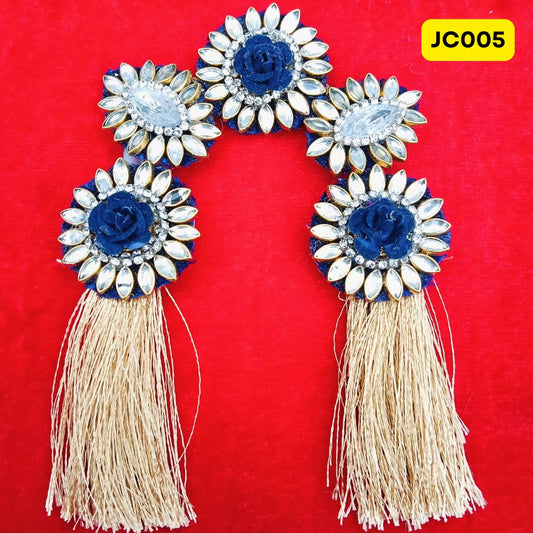🌼 Royal Blue Floral Tassel Chandrika for Radha Rani – JC005 🌼