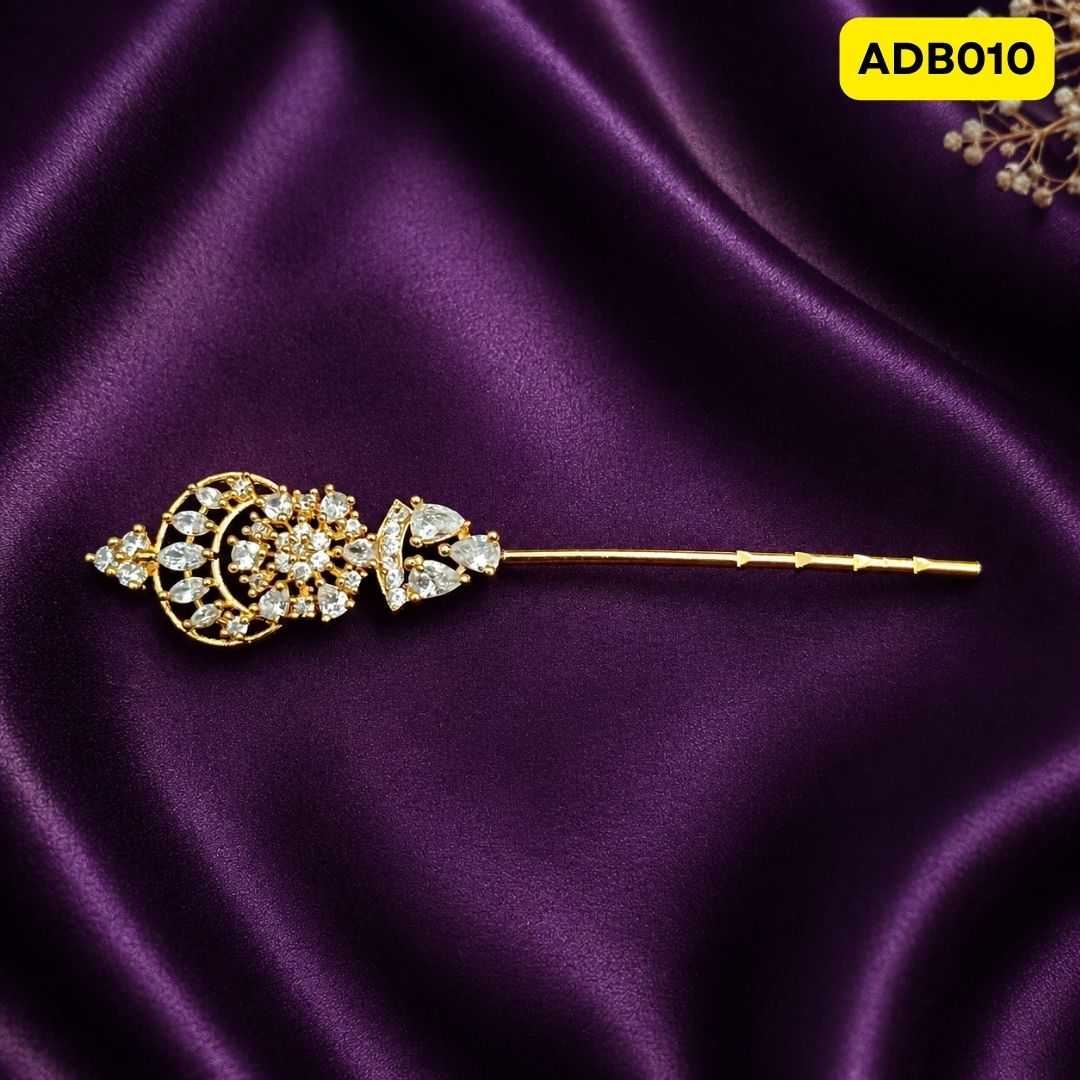 Premium AD Laddu Gopal Ji Bansuri with Gold and Stone Design | ADB010 - gold