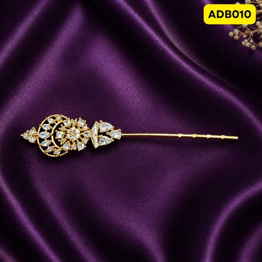Premium AD Laddu Gopal Ji Bansuri with Gold and Stone Design | ADB010 - gold