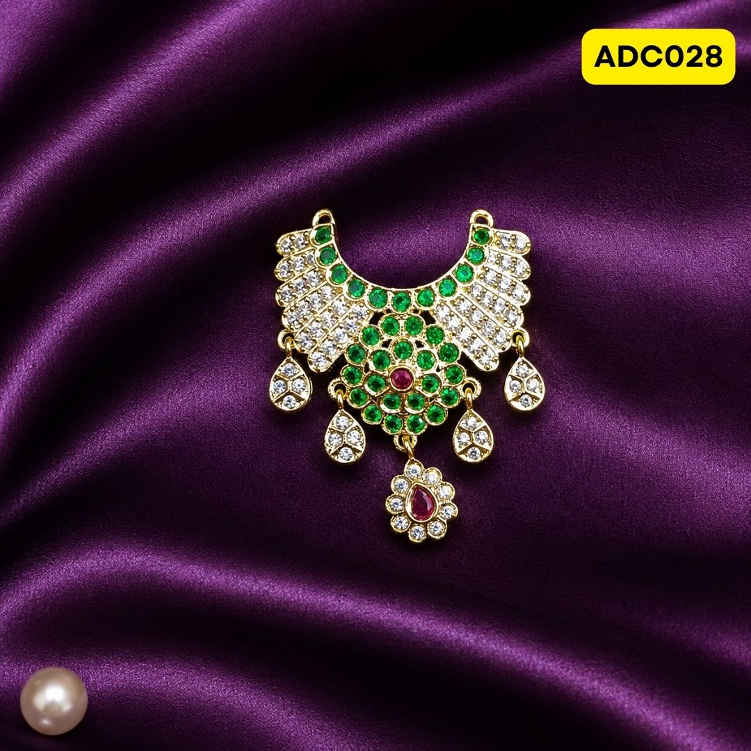 Laddu Gopal Ji Necklace with Pink and Gold Design | ADC028 - green