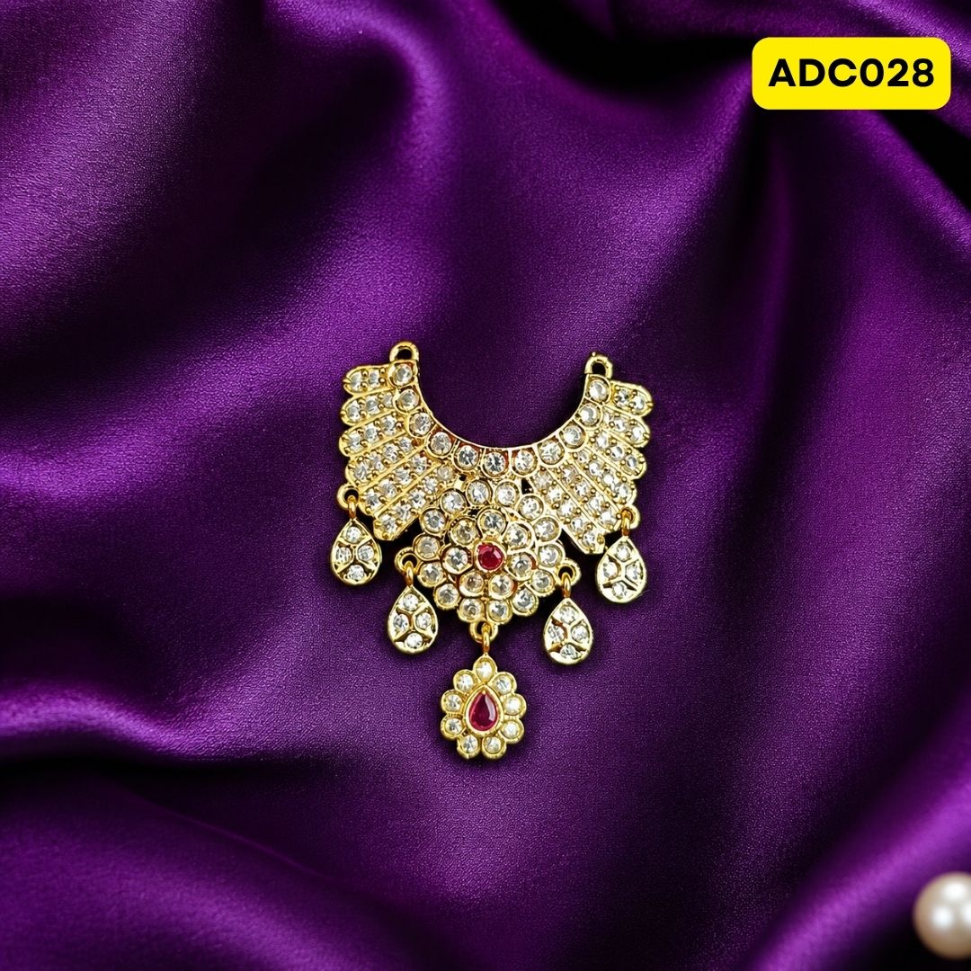 Laddu Gopal Ji Necklace with Pink and Gold Design | ADC028 - gold
