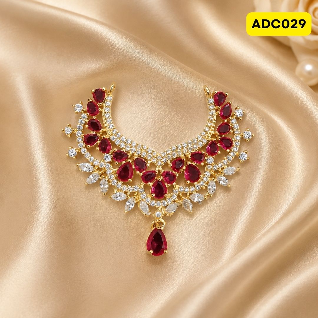 Laddu Gopal Ji Necklace with Multicolored Gems | ADC029 - red