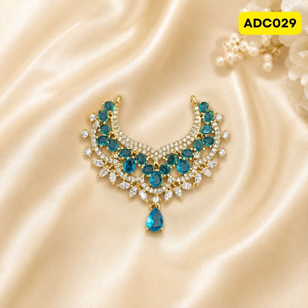 Laddu Gopal Ji Necklace with Multicolored Gems | ADC029 - teal