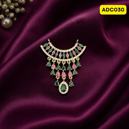 Laddu Gopal Ji Necklace | ADC030 - green-pink