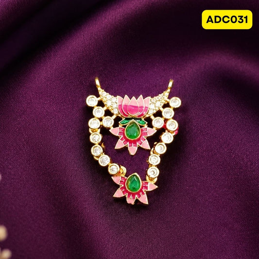Laddu Gopal Ji Necklace with Floral Design | ADC031 - pink-green