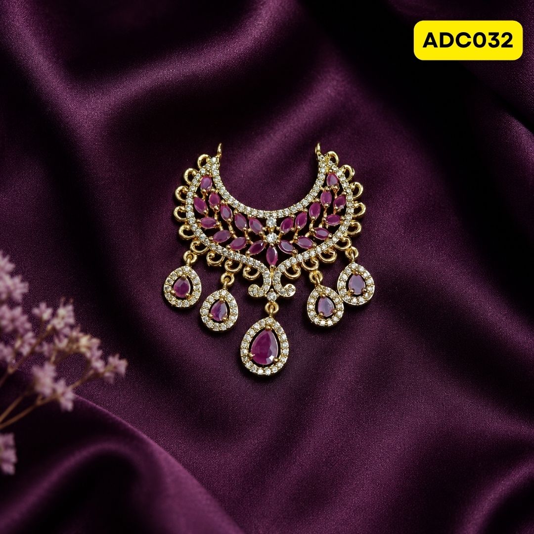 Laddu Gopal Ji Necklace with Pink Stones | ADC032 - pink