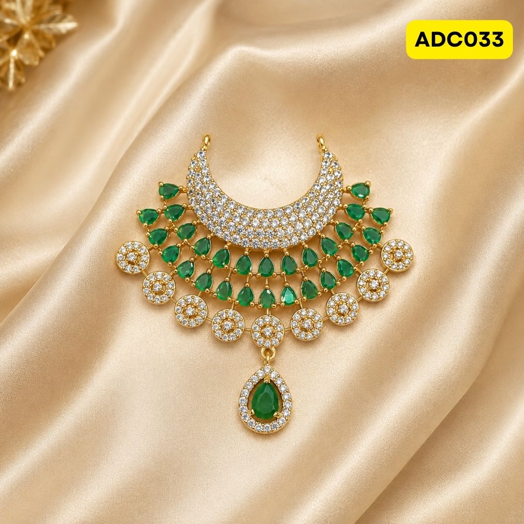 Laddu Gopal Ji Necklace with Pink and Gold Design | ADC033 - green