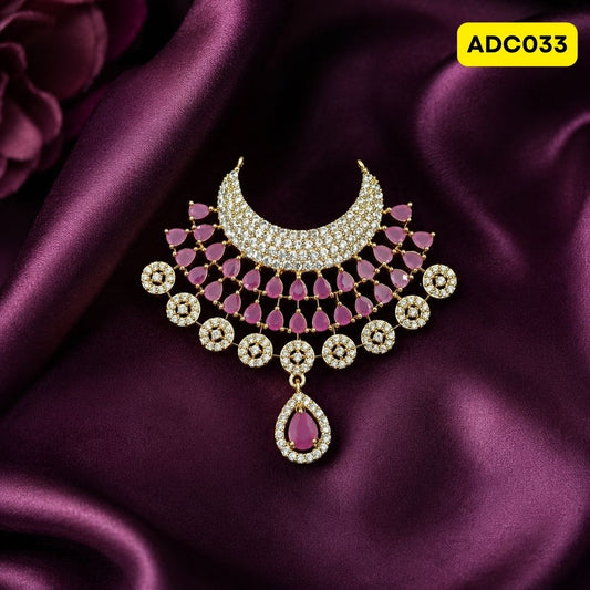 Laddu Gopal Ji Necklace with Pink and Gold Design | ADC033 - pink