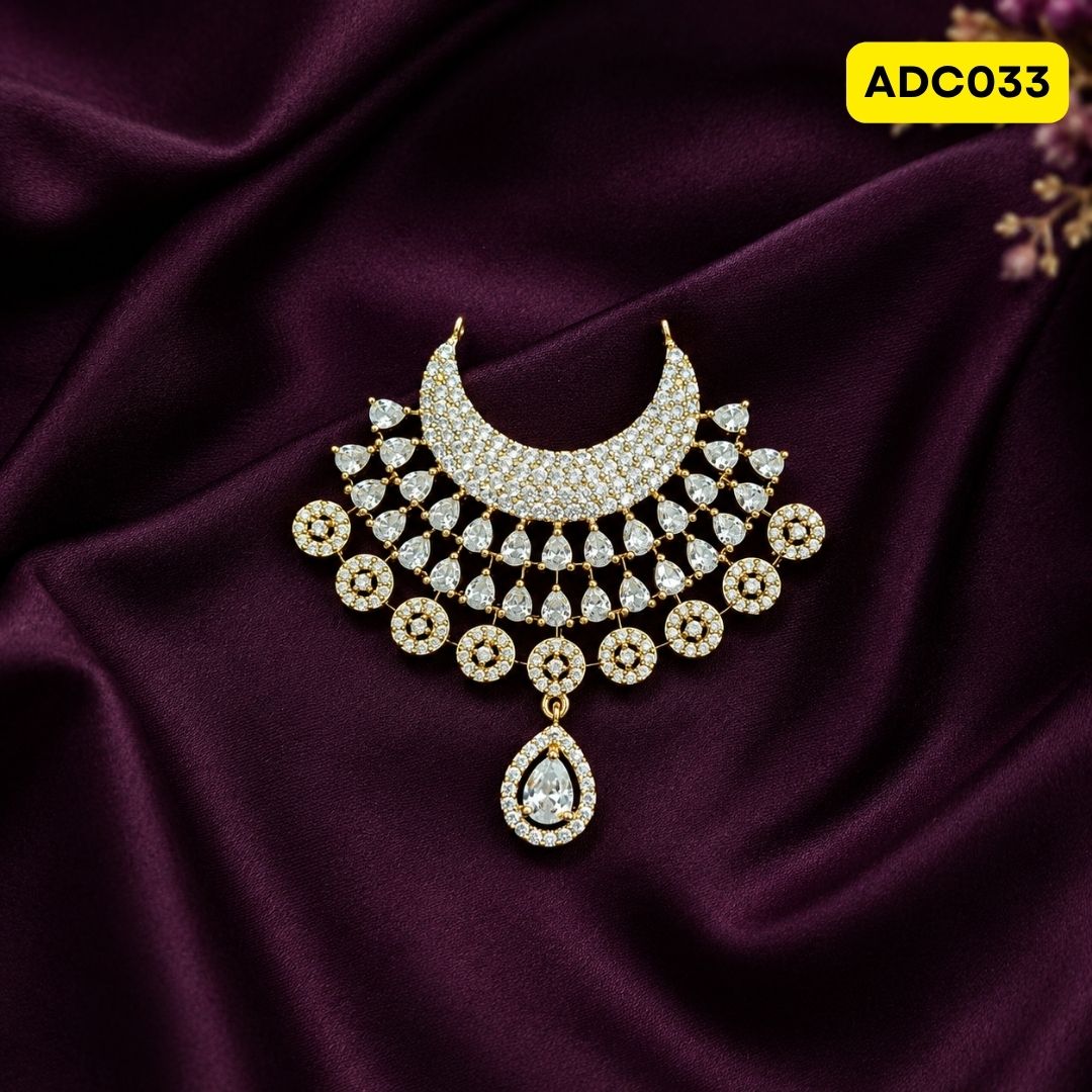 Laddu Gopal Ji Necklace with Pink and Gold Design | ADC033 - white
