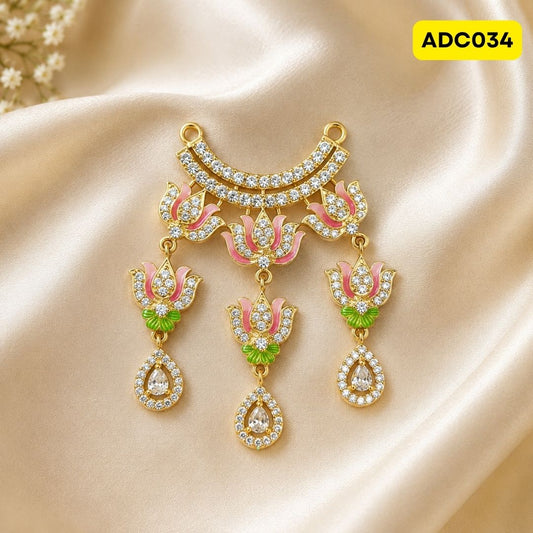 Laddu Gopal Ji Earrings with Floral Design | ADC034 - pink-green