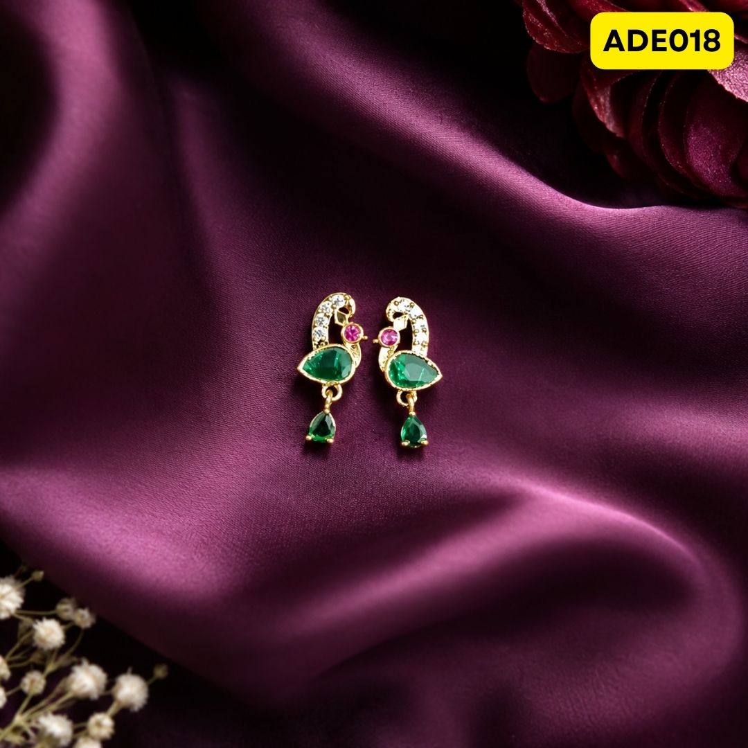 Premium AD Laddu Gopal Ji Earrings | ADE018 - green