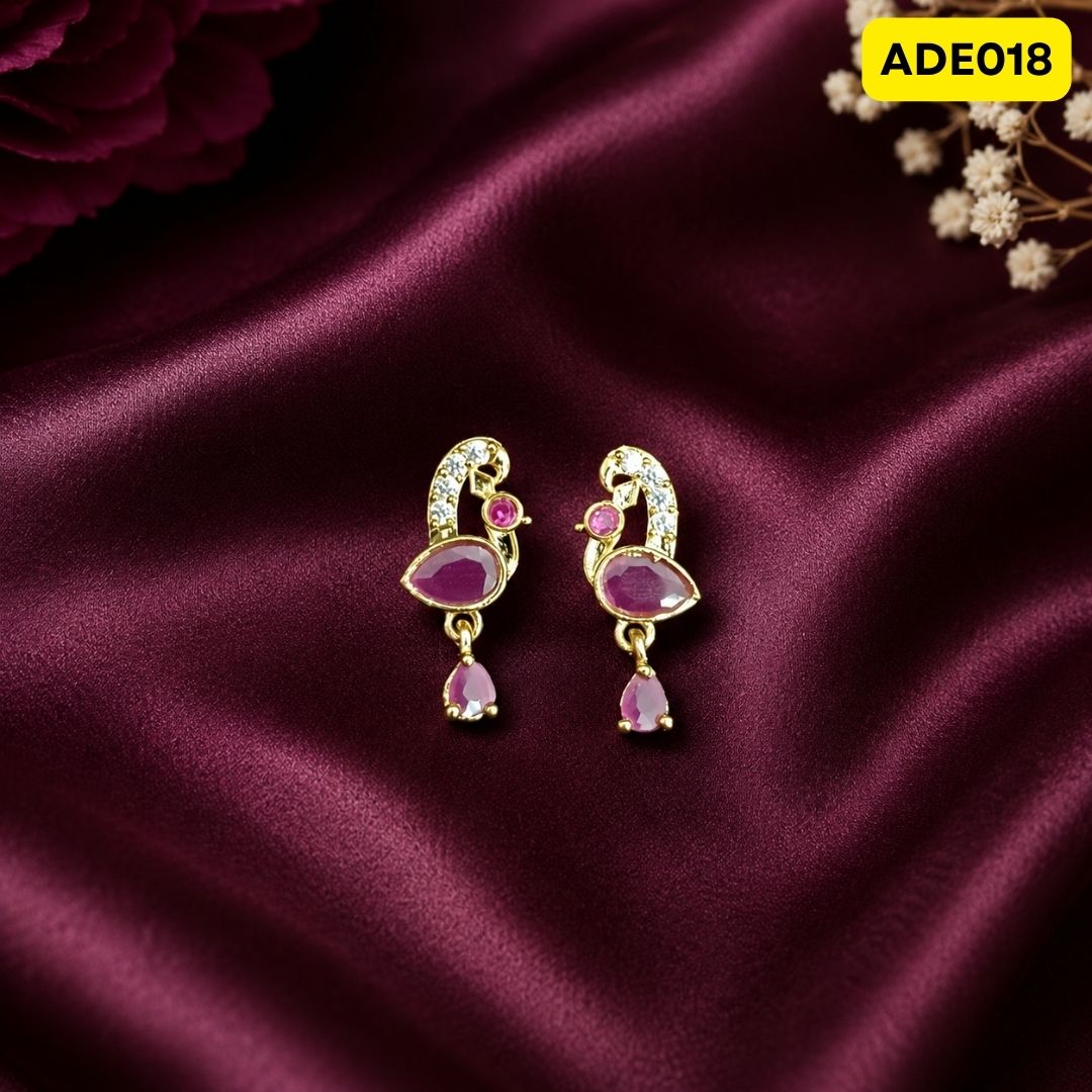 Premium AD Laddu Gopal Ji Earrings | ADE018 - pink