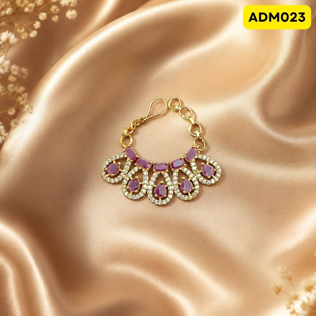 Laddu Gopal Ji Earrings with Green Stones | ADM023 - pink
