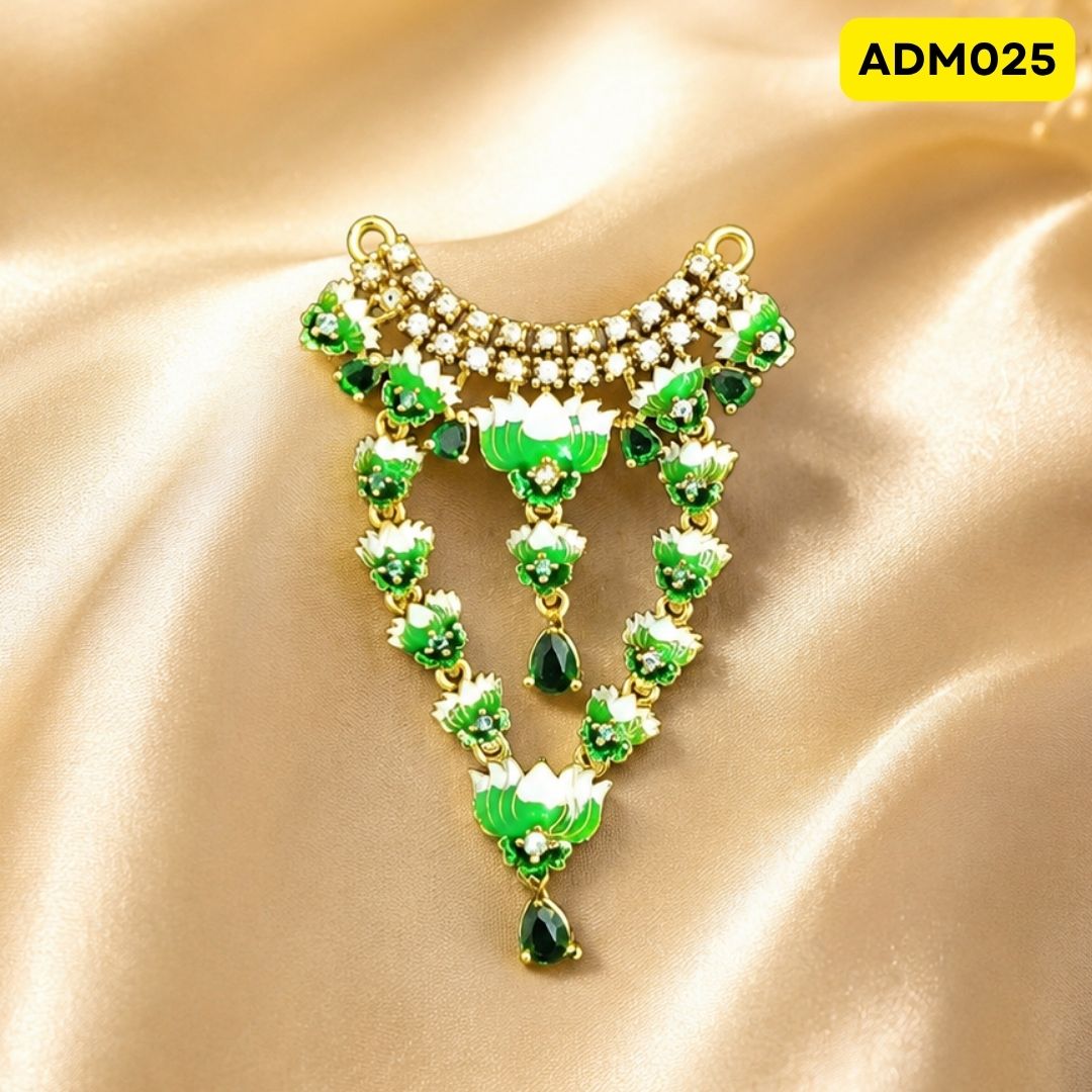 Laddu Gopal Ji Necklace with Lotus Design | ADM025 - green