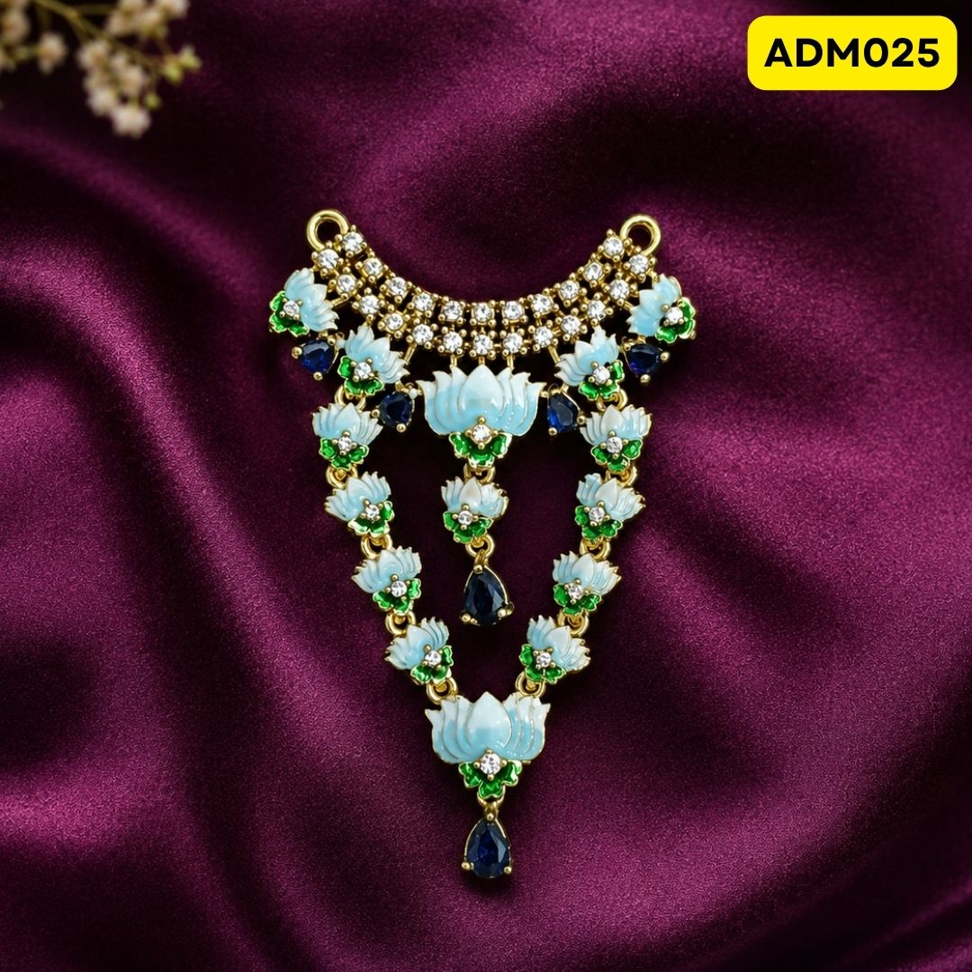 Laddu Gopal Ji Necklace with Lotus Design | ADM025 - blue-green