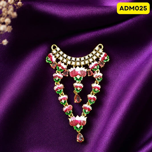 Laddu Gopal Ji Necklace with Lotus Design | ADM025 - pink-green