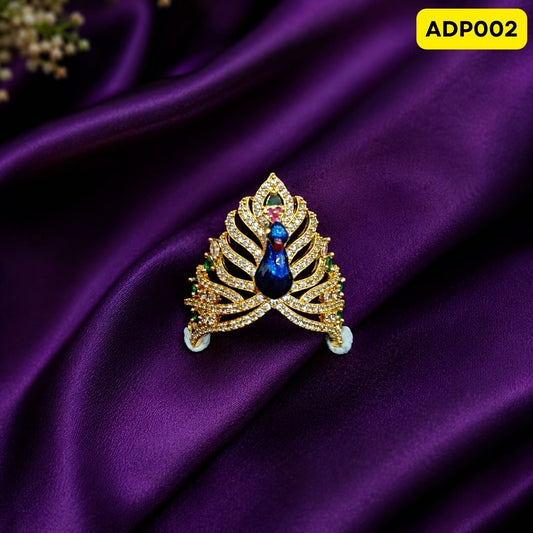 Premium AD Laddu Gopal Ji Mukut with Peacock Design | ADP002 - blue