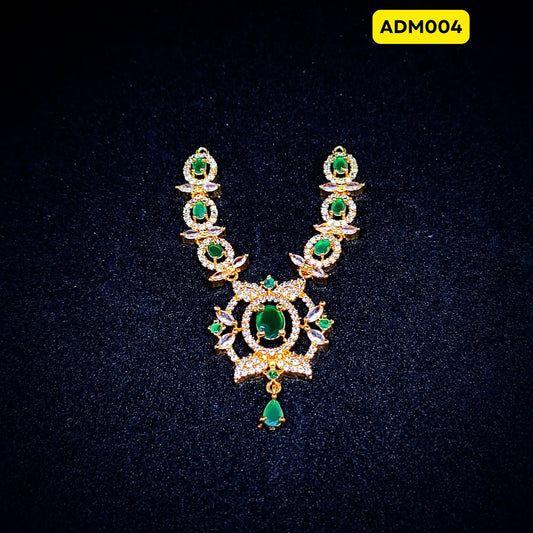 Green colored AD Mala with Matching Earrings | ADM004