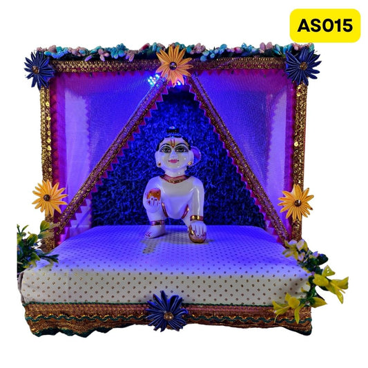 Singhasan for Laddu Gopal ji with Changing LED Light (9.5 Inch X 7 Inch x 8.5 Inch) - AS0016