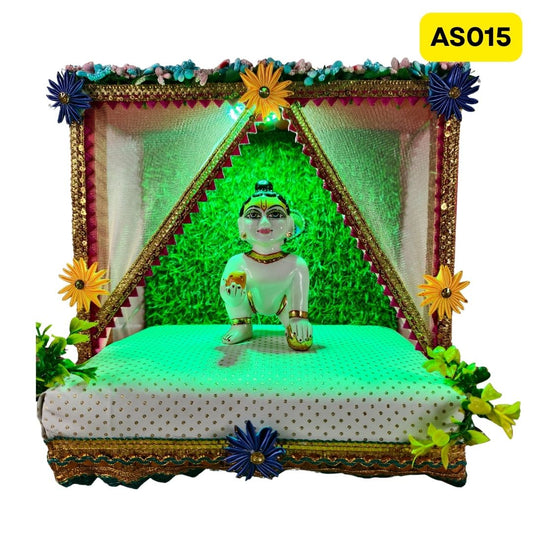 Singhasan for Laddu Gopal ji with Changing LED Light (9.5 Inch X 7 Inch x 8.5 Inch) - AS0016