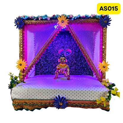Singhasan for Laddu Gopal ji with Changing LED Light (9.5 Inch X 7 Inch x 8.5 Inch) - AS0016