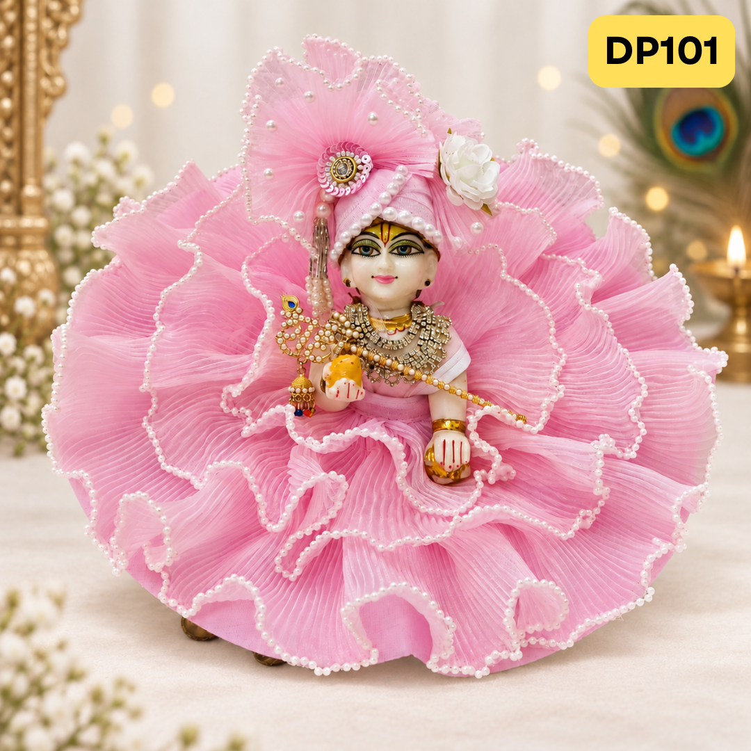 Fancy pink Laddu Gopal Dress with Matching Pagdi | DP101