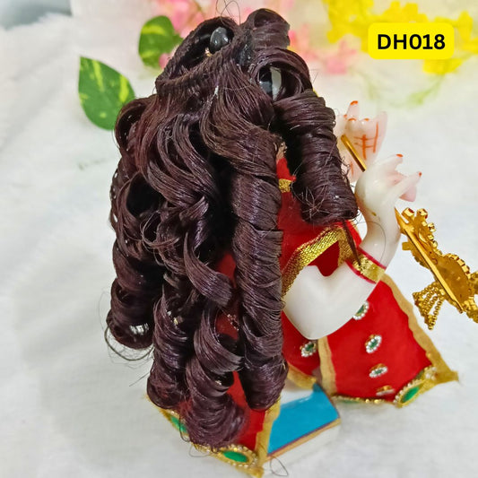 Designer Curly Hair Wig for Laddu Gopal, Bal Radha and RK in Burgundy color- DH018