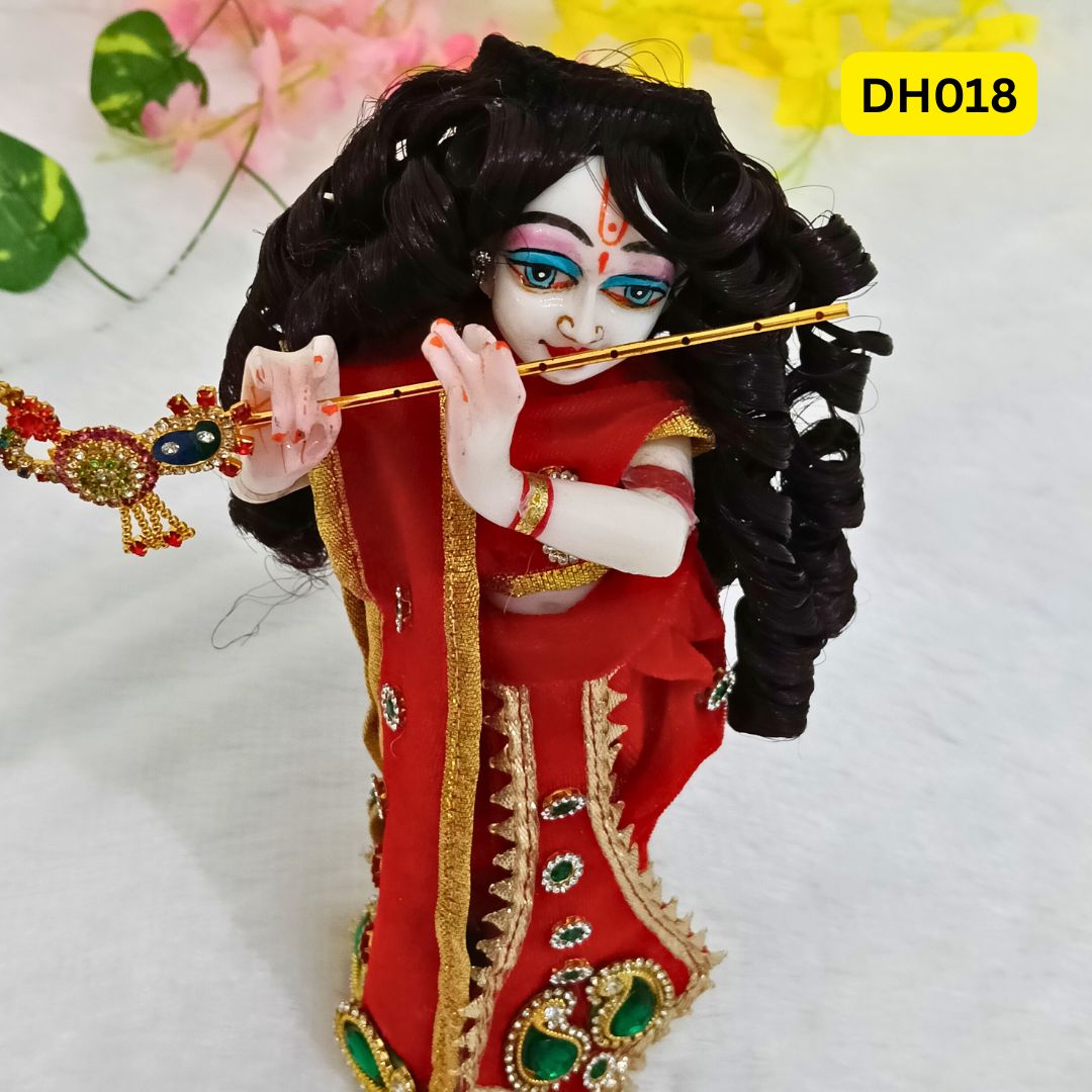 Designer Curly Hair Wig for Laddu Gopal, Bal Radha and RK in Burgundy color- DH018