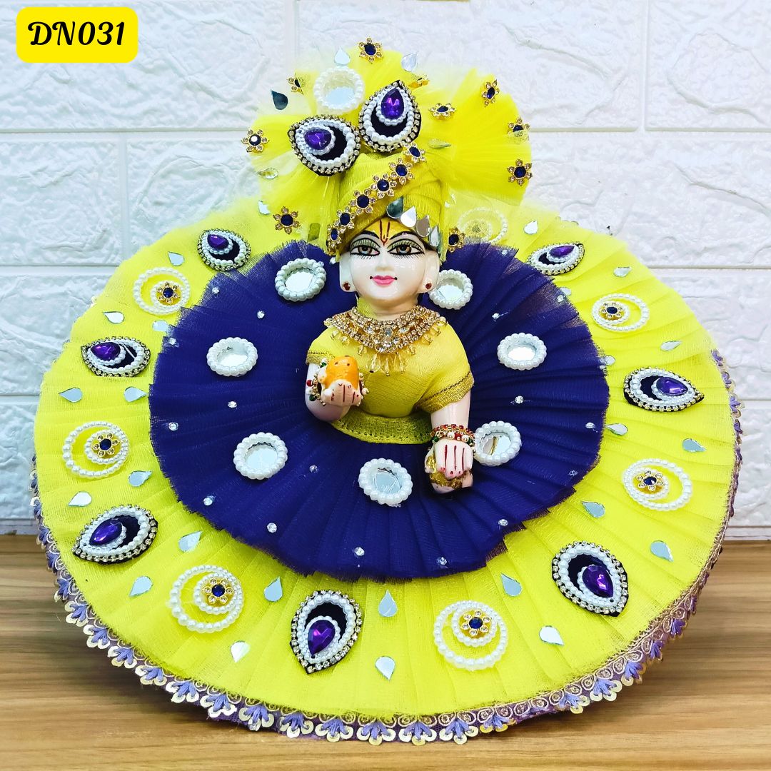 Yellow and Purple Double layer Laddu Gopal Poshak With Matching Pagdi | DN031