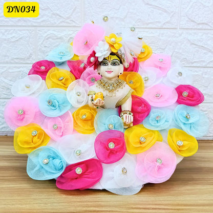 Multicolor Designer Rose Loaded Laddu Gopal Poshak With Matching Pagdi |DN034