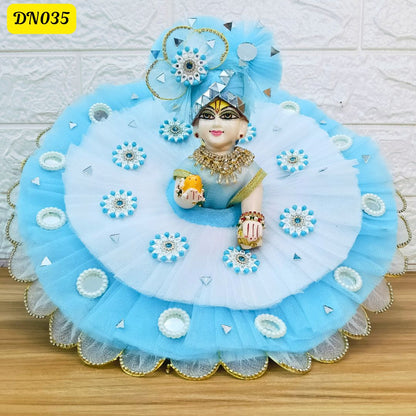 White and Sky blue Double layer Laddu Gopal Poshak With Matching Pagdi | DN035