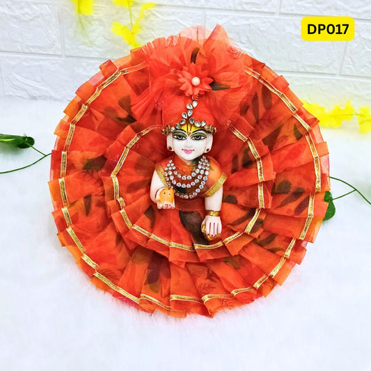 Floral Printed Organza Laddu Gopal Poshak With Matching Pagdi | DP017