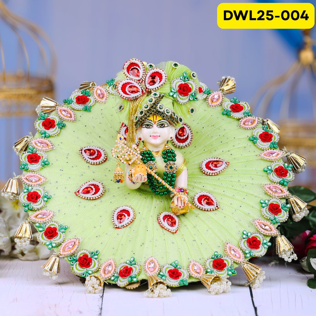 Pista Green Designer Laddu Gopal Poshak With Matching Pagdi | DWL25-004
