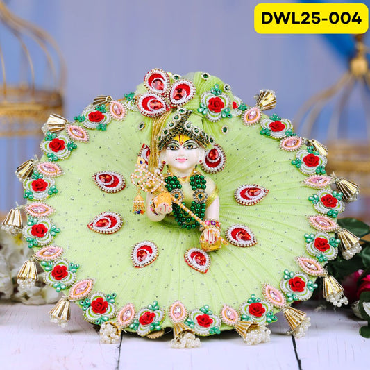 Pista Green Designer Laddu Gopal Poshak With Matching Pagdi | DWL25-004