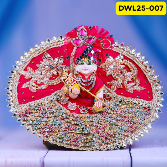 Dabka Work Hot Pink Laddu Gopal Poshak With Matching Pagdi | DWL25-007