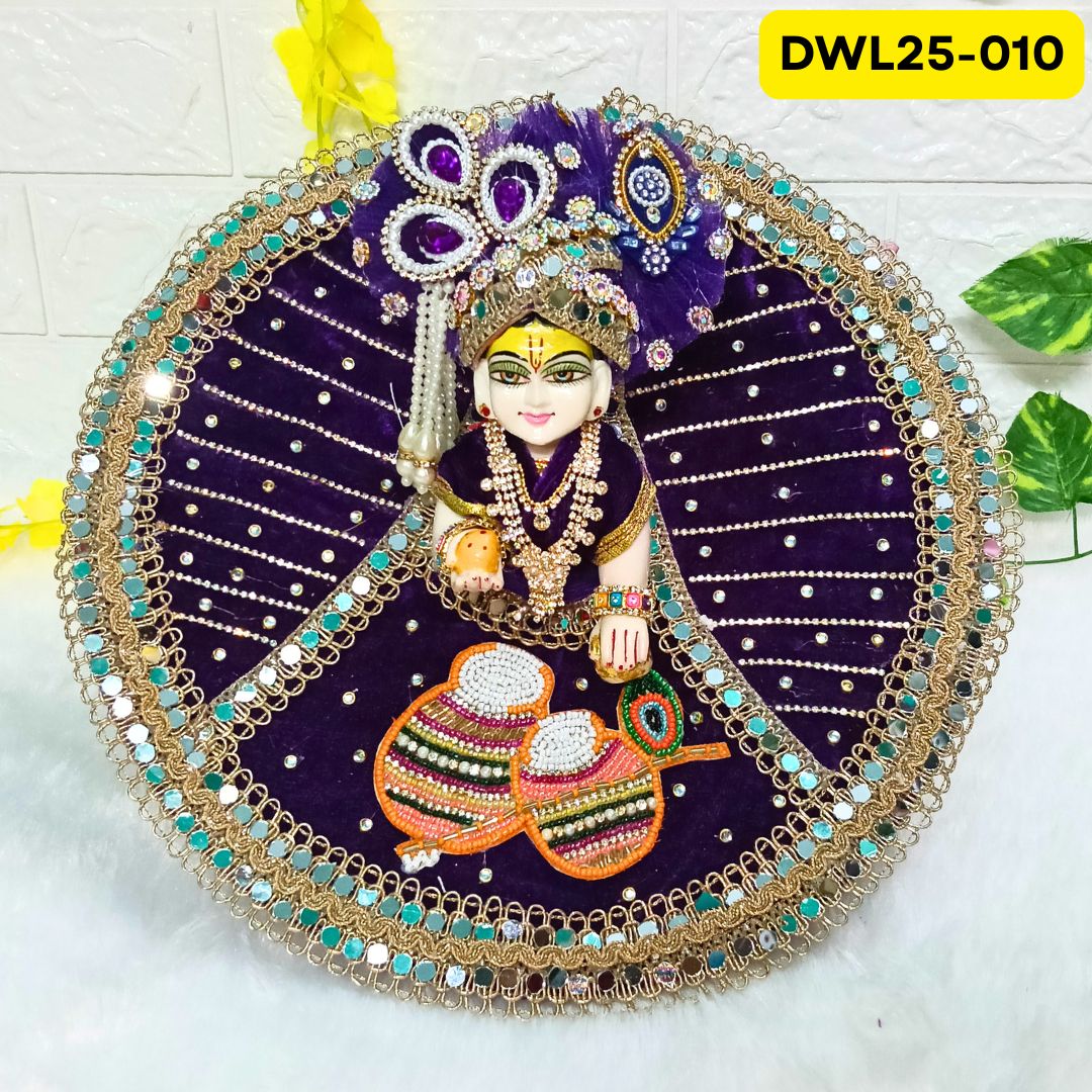 Purple Laddu Gopal Poshak with Matki Design and Matching Pagdi | DWL25-010