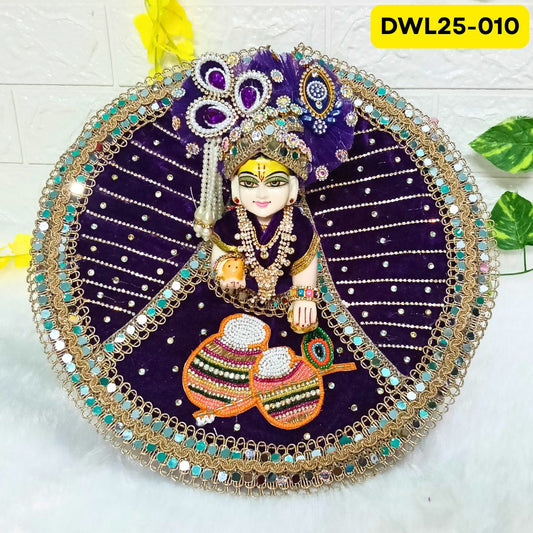 Purple Laddu Gopal Poshak with Matki Design and Matching Pagdi | DWL25-010