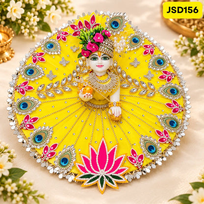 Diwali Special Yellow Laddu Gopal Designer Poshak with Lotus Motifs | JSD156