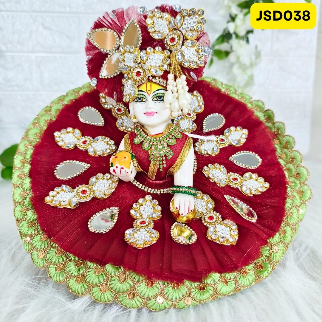 Janmashtami Special Laddu Gopal Poshak in red Color with Matching Pagdi| Size- 5 number | JSD038