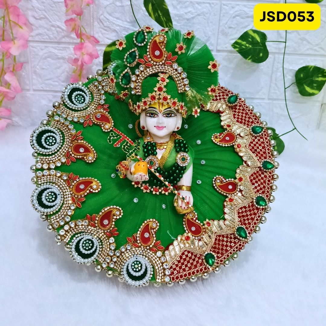 Green coloured Laddu Gopal Poshak with Matching Pagdi | Size- 4 number| JSD053
